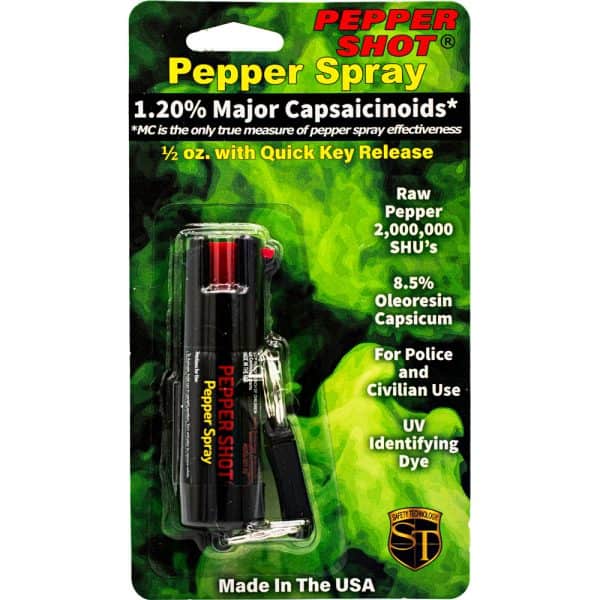 Pepper Shot 1.2% MC  1/2 oz  Pepper Spray Belt Clip and Quick Release Key Chain - Image 2